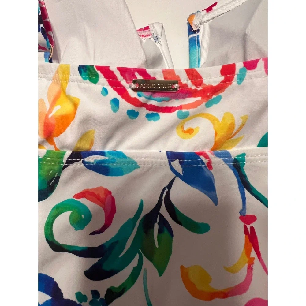 Anne Cole Womens Floral Paisley Ruched One Piece Swimsuit White‎ Multi Color 12